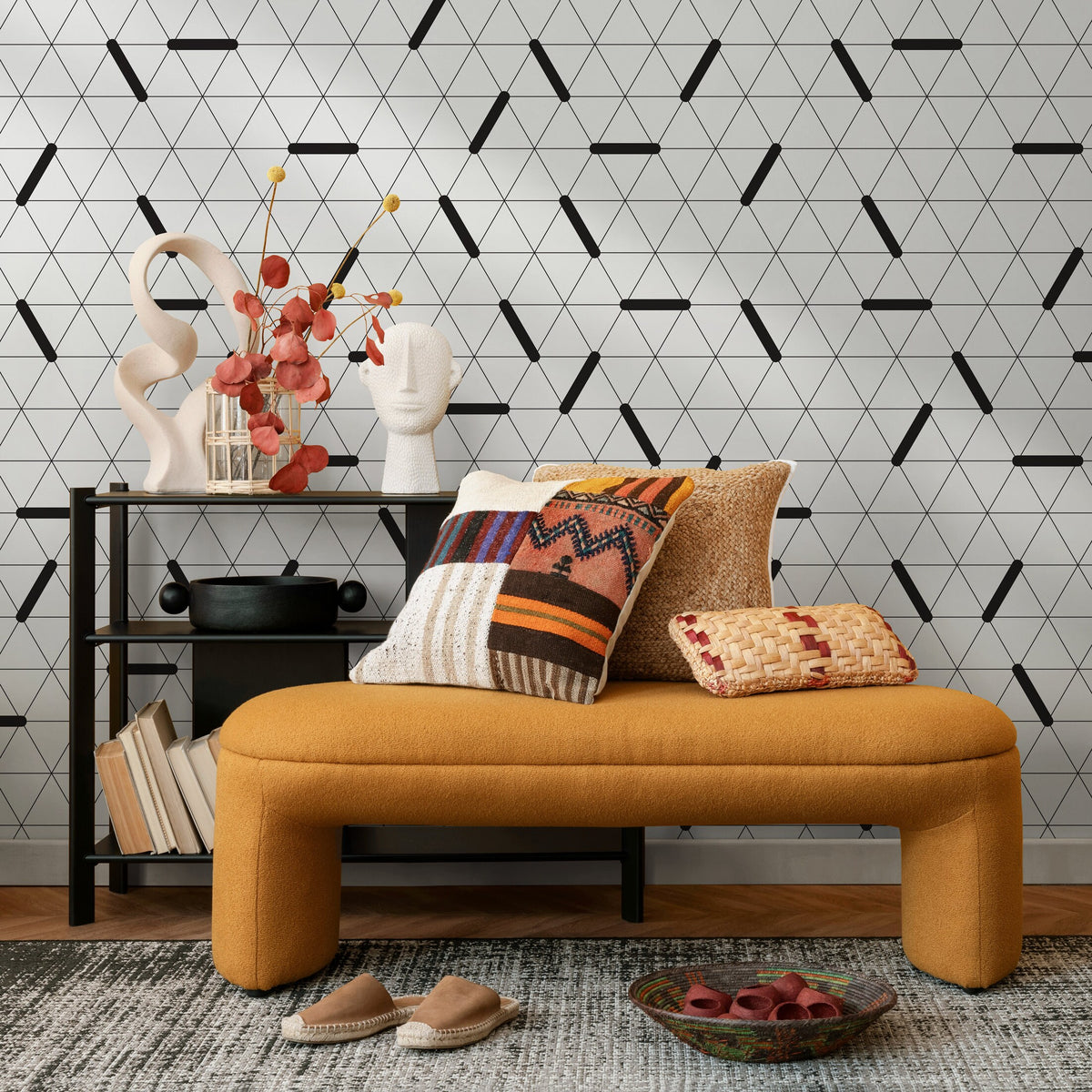 Minimalist Black and White Wallpaper Modern Wallpaper Peel and Stick and Traditional Wallpaper - B083