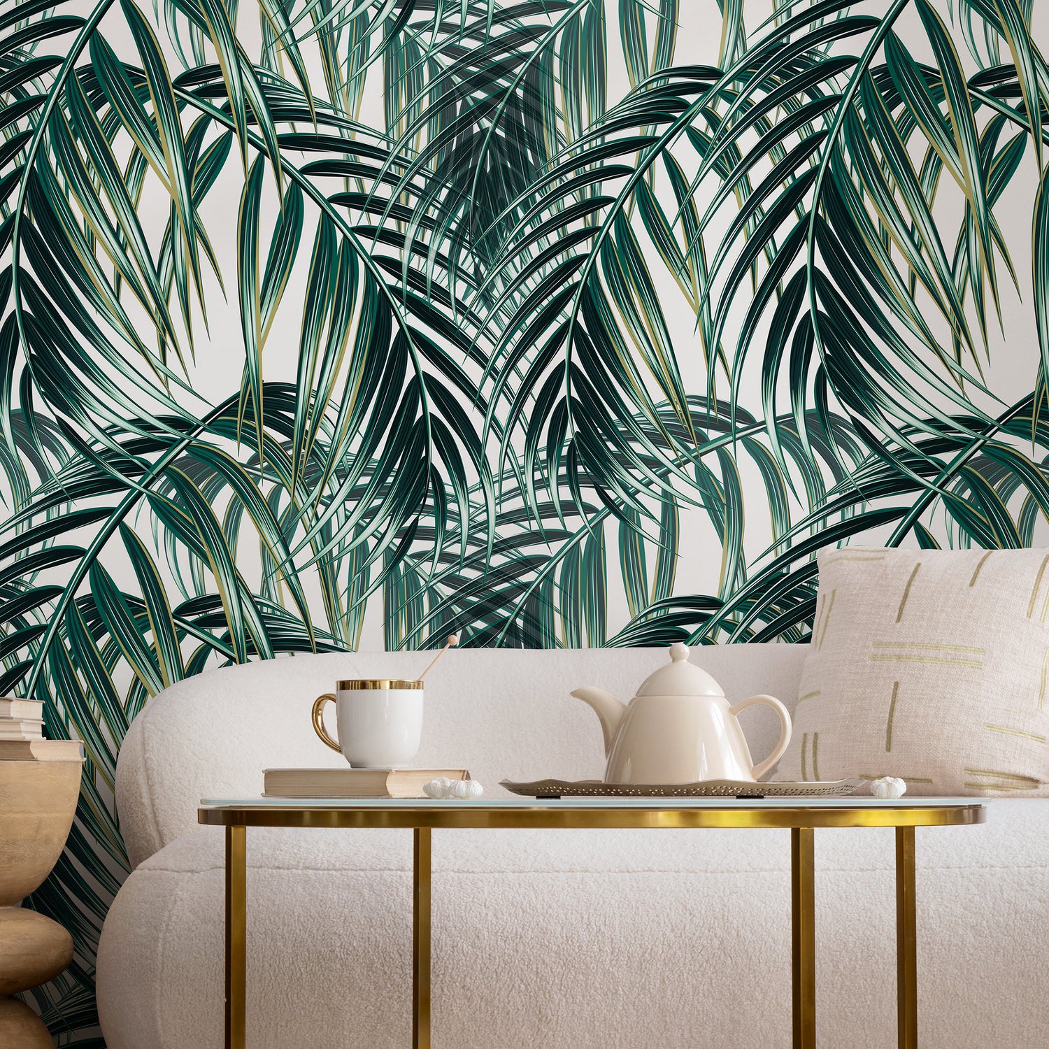 Wallpaper Peel and Stick Wallpaper Removable Wallpaper Home Decor Wall Art Wall Decor Room Decor / Green Botanical Leaves Wallpaper - A901