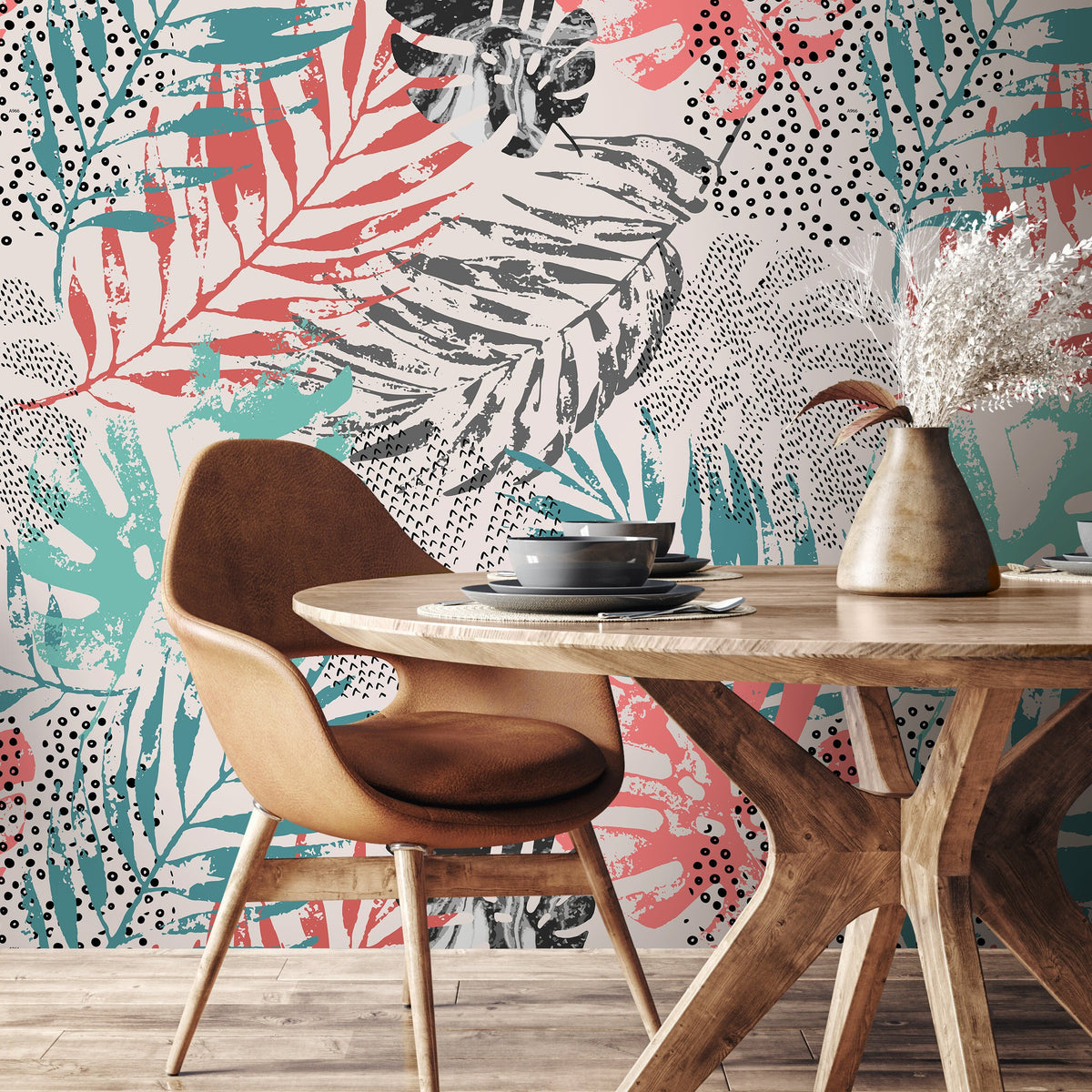 Wallpaper Peel and Stick Wallpaper Removable Wallpaper Home Decor Wall Art Wall Decor Room Decor / Colorful Leaves Cool Wallpaper - A967