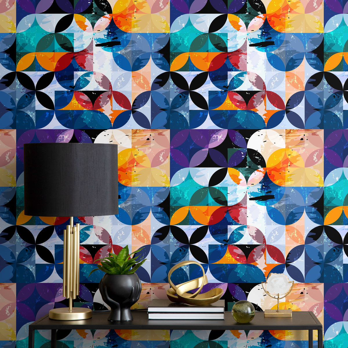 Removable Wallpaper Peel and Stick Wallpaper Wall Paper - Rainbow Geometric Wallpaper - B264