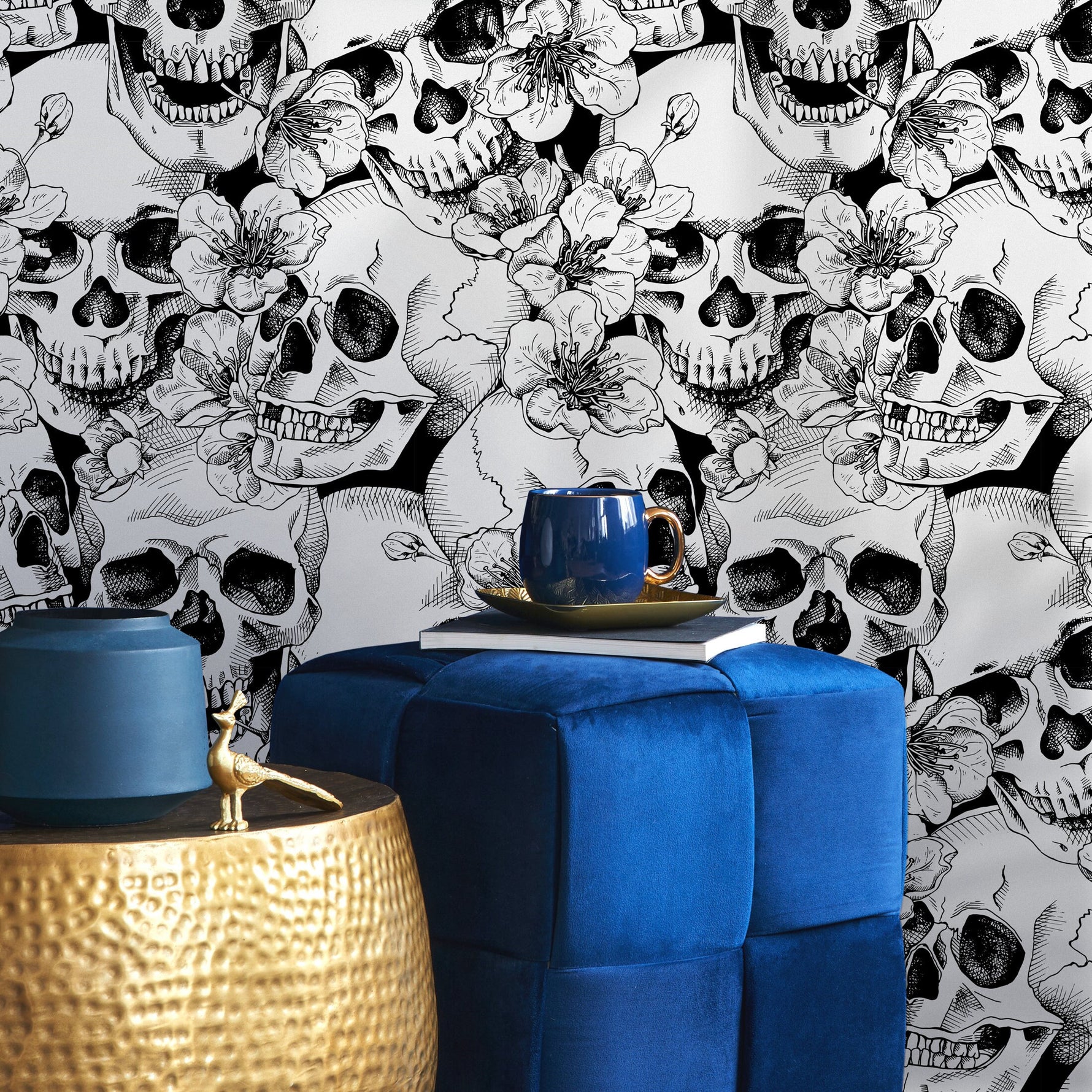 Floral Skulls Wallpaper - A112