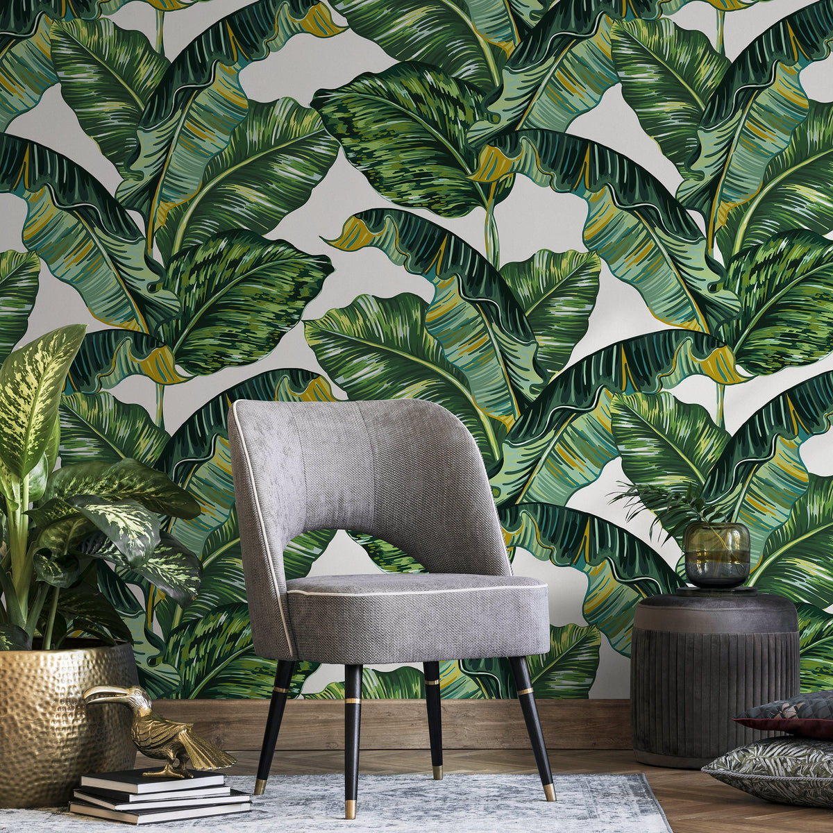 Wallpaper Peel and Stick Wallpaper Removable Wallpaper Home Decor Wall Decor Room Decor / Tropical Banana Leaf Wallpaper - A276