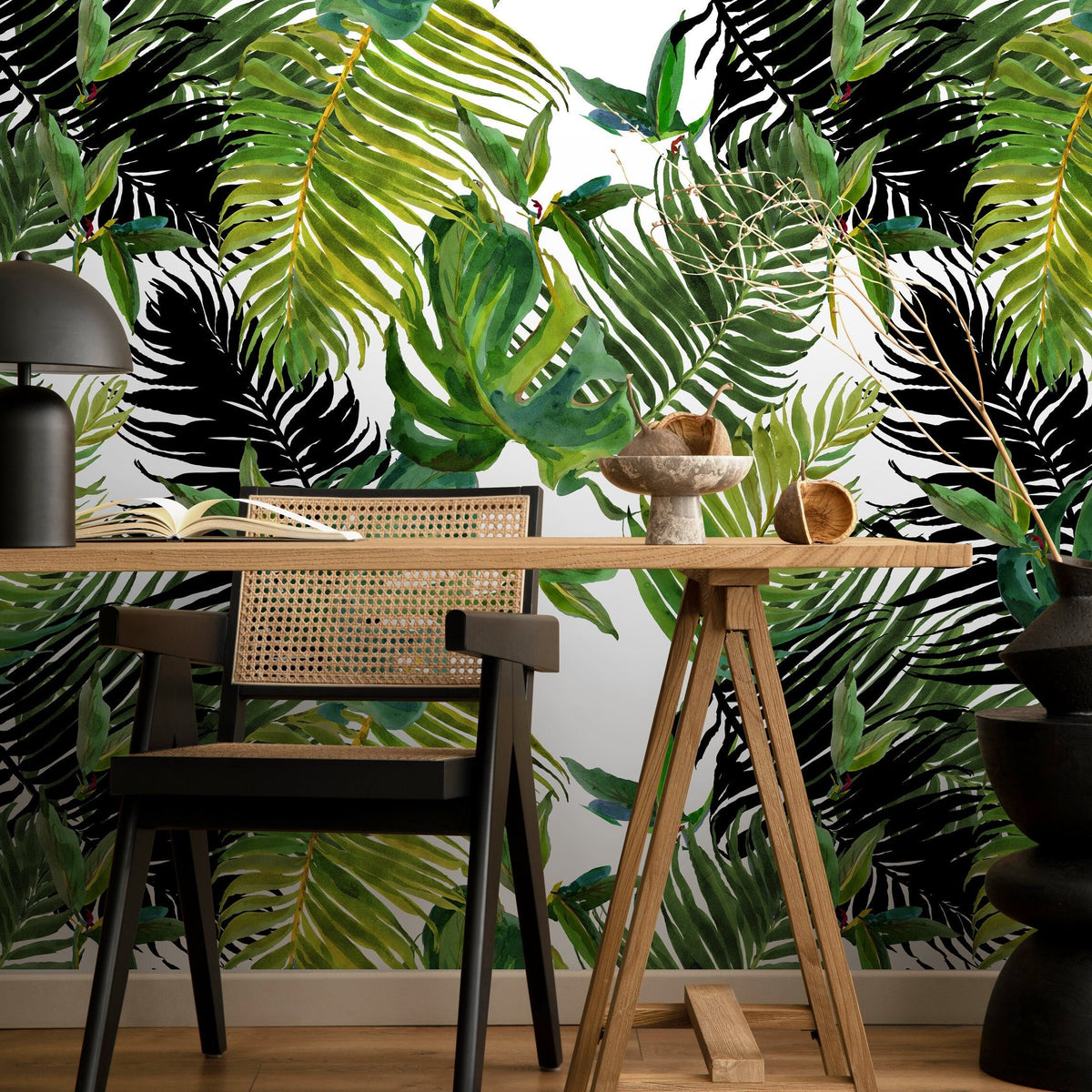 Wallpaper Peel and Stick Wallpaper Removable Wallpaper Home Decor Wall Art Wall Decor Room Decor / Tropical Jungle Leaves Wallpaper - A767