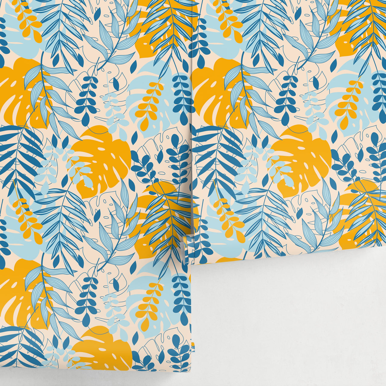 Wallpaper Peel and Stick Wallpaper Removable Wallpaper Home Decor Wall Art Wall Decor Room Decor / Boho Tropical Leaves Wallpaper - A808