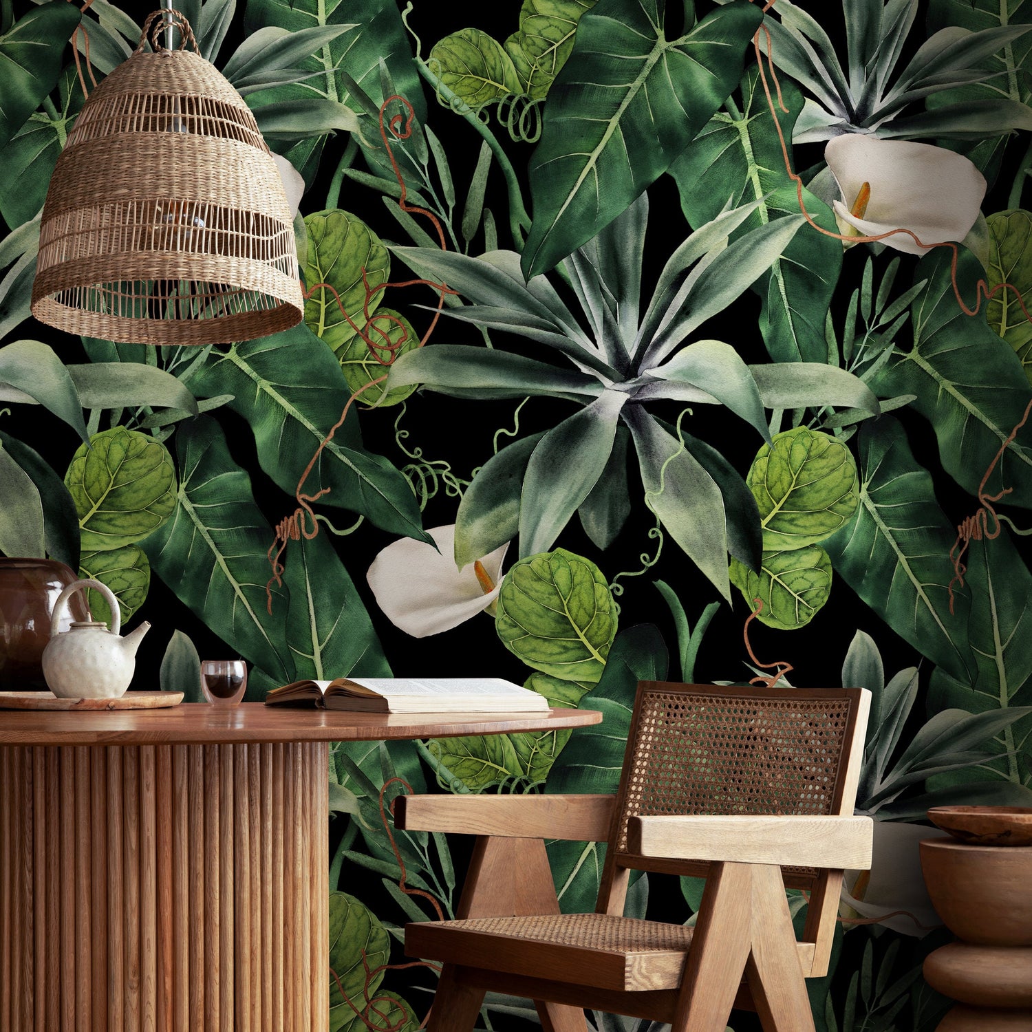 Wallpaper Peel and Stick Wallpaper Removable Wallpaper Home Decor Wall Art Wall Decor Room Decor / Tropical Jungle Leaves Wallpaper - A843