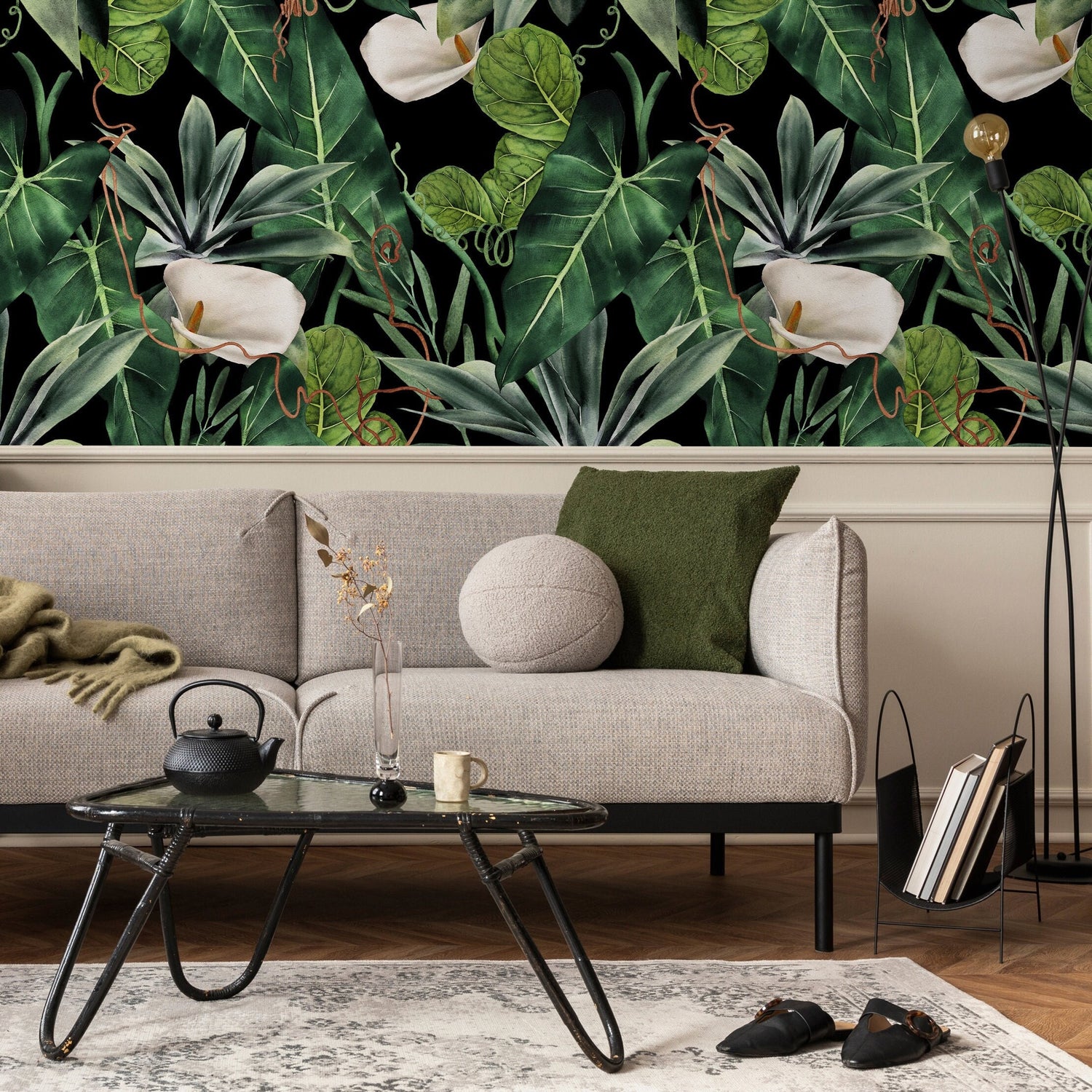 Wallpaper Peel and Stick Wallpaper Removable Wallpaper Home Decor Wall Art Wall Decor Room Decor / Tropical Jungle Leaves Wallpaper - A843