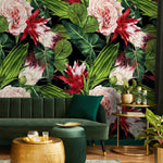 Wallpaper Peel and Stick Wallpaper Removable Wallpaper Home Decor Wall Art Wall Decor Room Decor / Roses and Leaves Wallpaper - A847