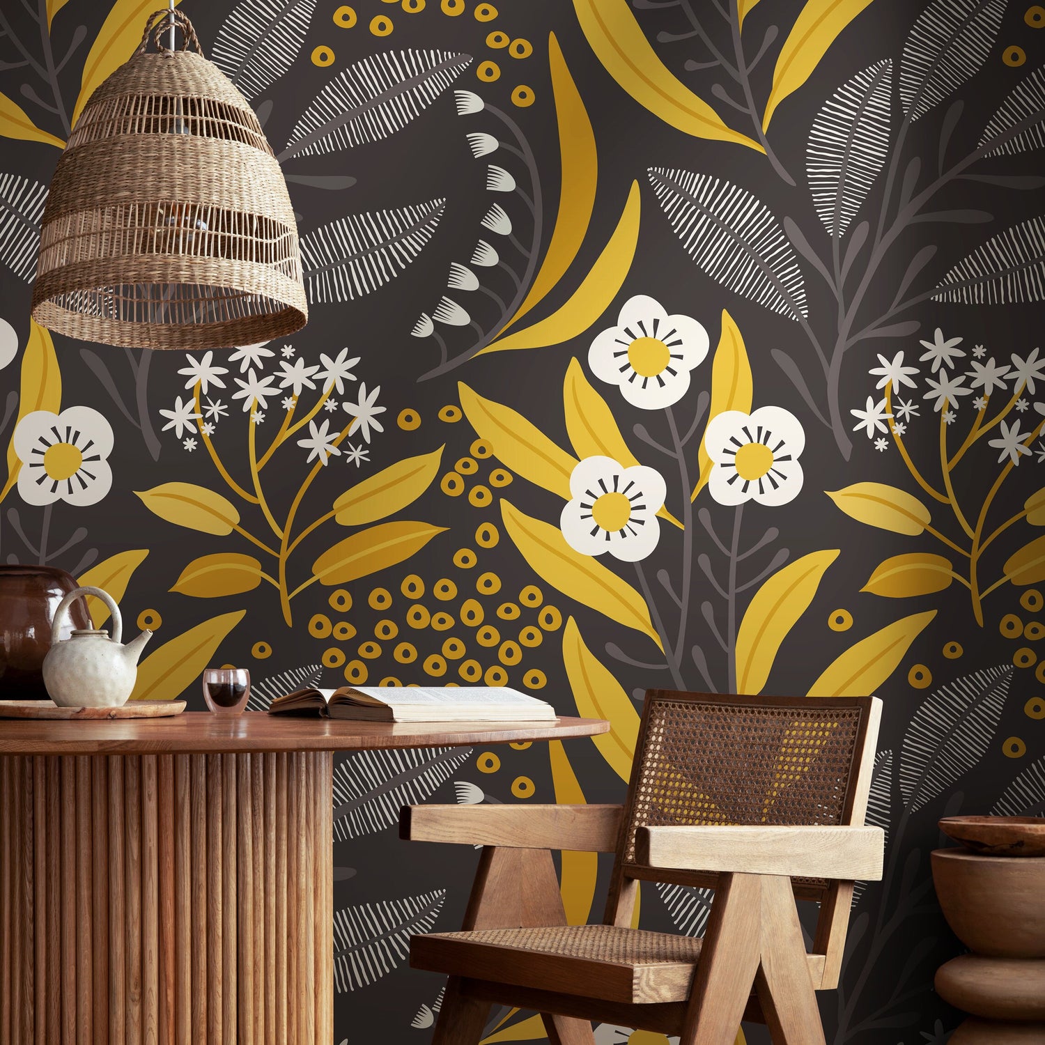 Wallpaper Peel and Stick Wallpaper Removable Wallpaper Home Decor Wall Art Wall Decor Room Decor / Floral Scandinavian Wallpaper - A723