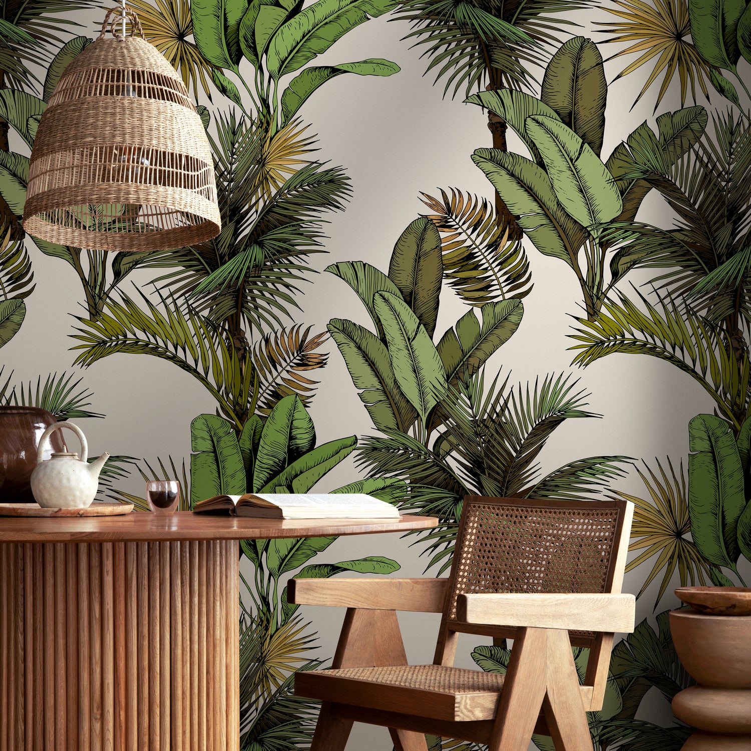 Wallpaper Peel and Stick Wallpaper Removable Wallpaper Home Decor Wall Art Wall Decor Room Decor/ Tropical Jungle Palm Tree Wallpaper -A762