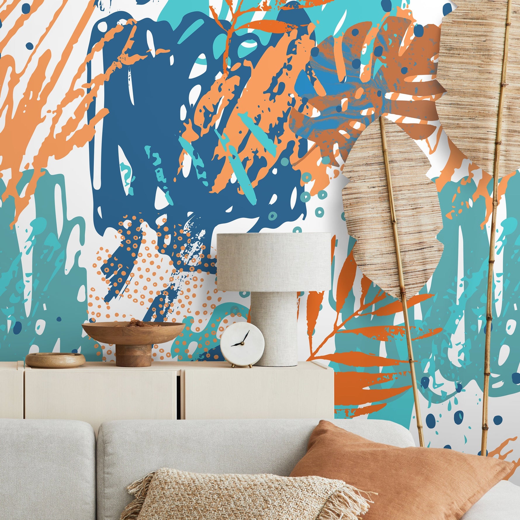 Removable Wallpaper Tropical Wallpaper Temporary Wallpaper Palm Wallpaper Peel and Stick, Contemporary Tropical Wall Paper - A955