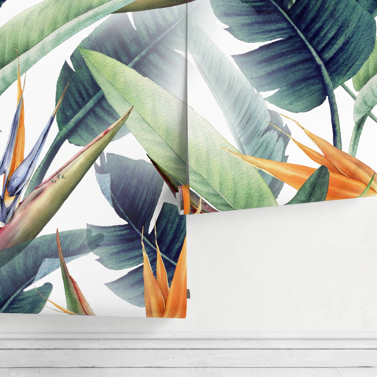 Wallpaper Peel and Stick Wallpaper Removable Wallpaper Home Decor Room Decor / Jungle Tropical Wallpaper Bird of Paradise Wallpaper - B037