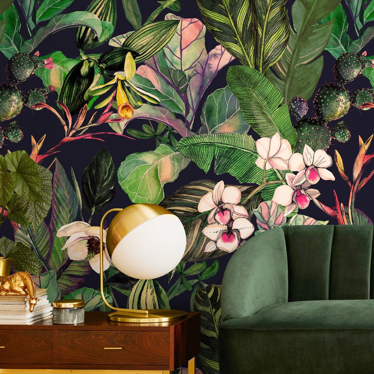 Floral Leaves Wallpaper Botanical Wallpaper Peel and Stick and Traditional Wallpaper - A470