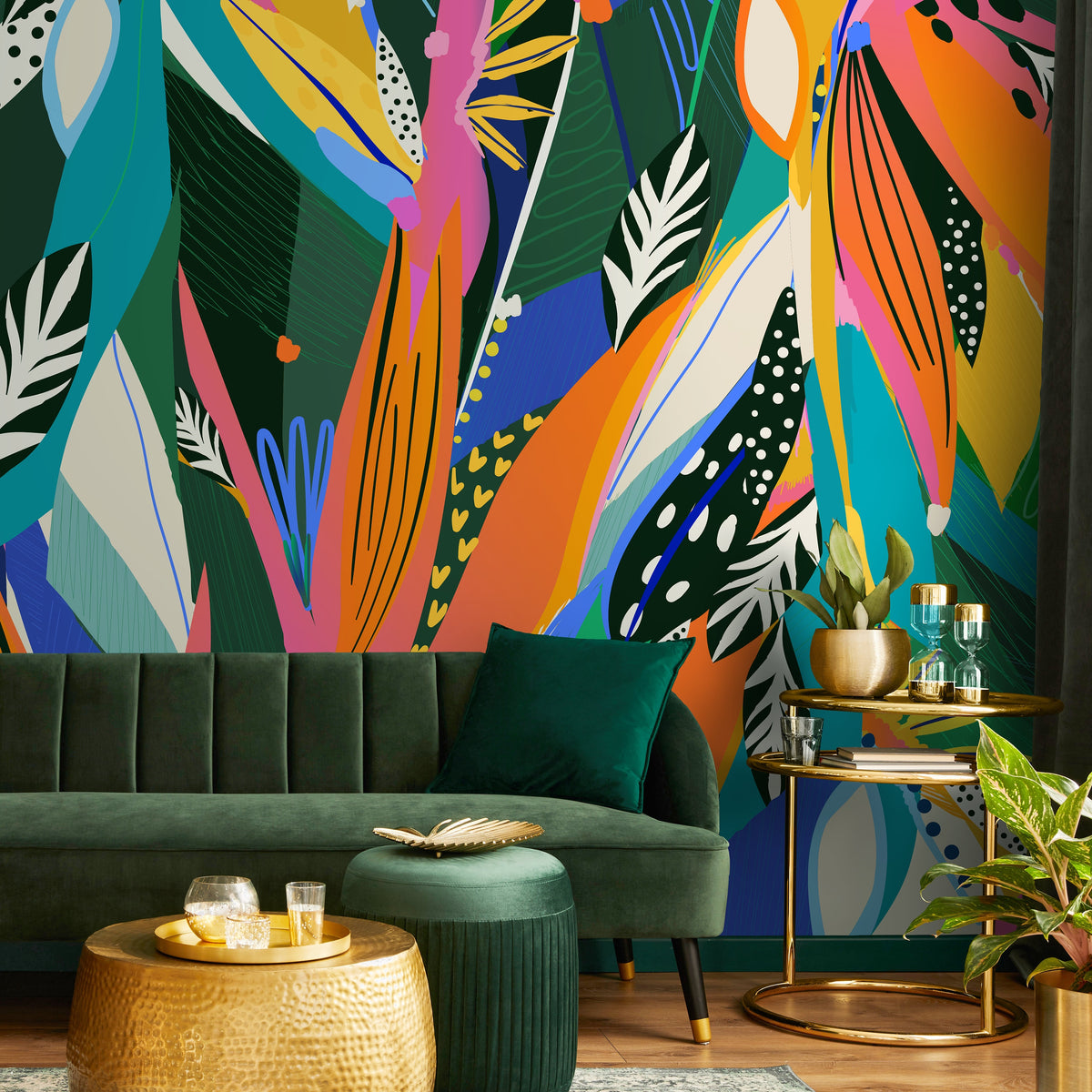 Wallpaper Peel and Stick Wallpaper Removable Wallpaper Home Decor Wall Art Wall Decor Room Decor / Colorful Abstract Leaves Wallpaper - C346