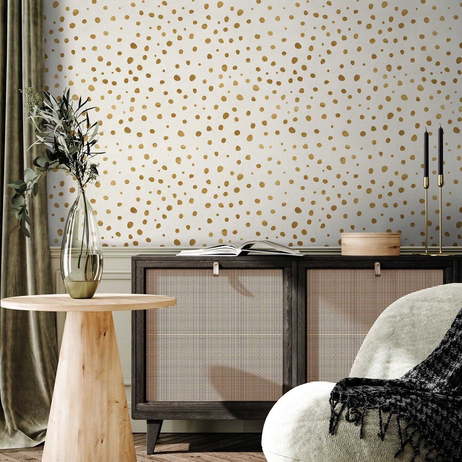 Wallpaper Peel and Stick Wallpaper Removable Wallpaper Home Decor Wall Art Wall Decor Room Decor / Boho Dots Non-Metalic Wallpaper - A343