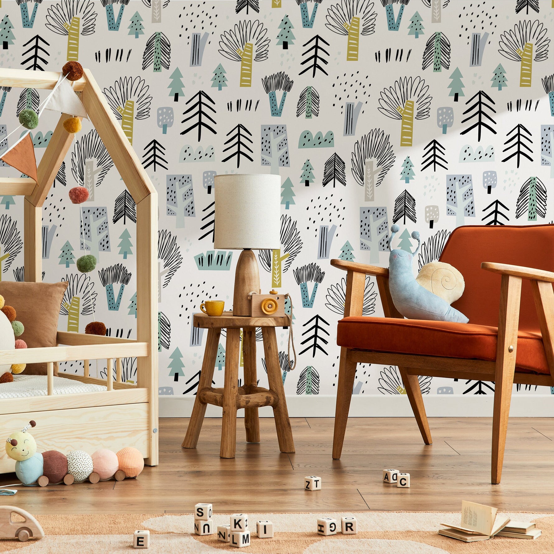 Removable Wallpaper Scandinavian Wallpaper Plants Wallpaper Peel and Stick Wallpaper Wall Paper - A675