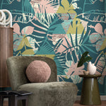 Tropical Wallpaper, Monstera Wallpaper, Wall Decor, Peel and Stick, Removable Wallpaper, Mural Wallpaper - A893