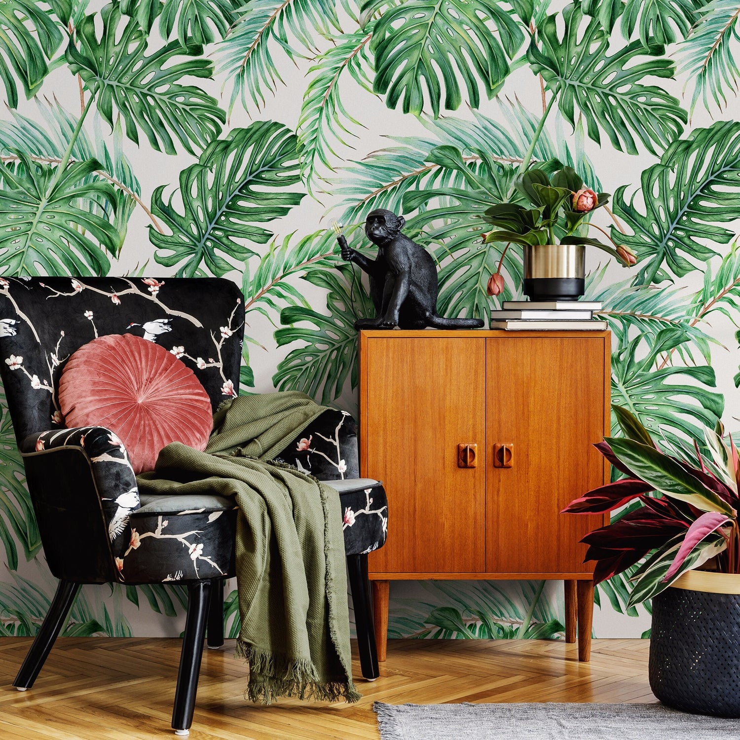 Tropical Monstera Delight Wallpaper - A013