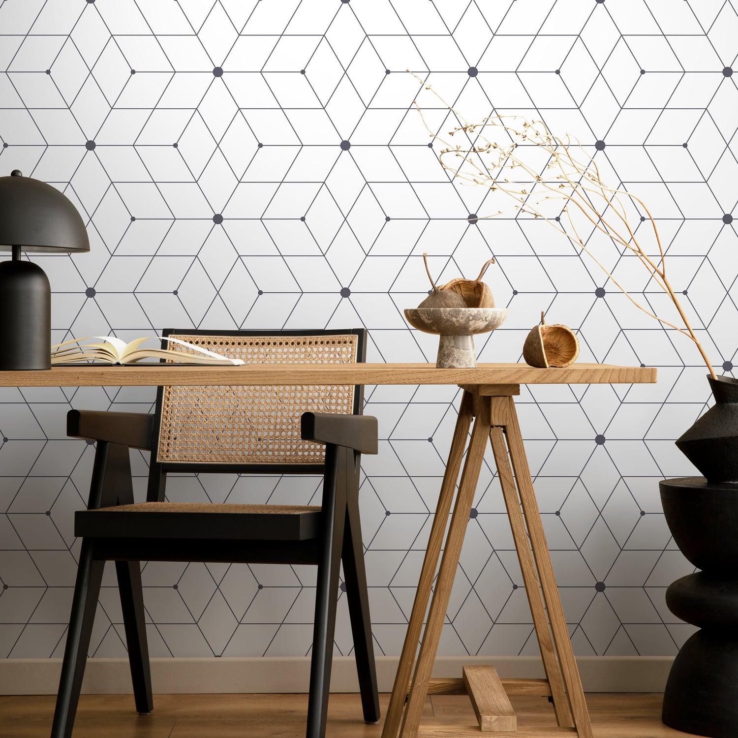 Geometric Diamond Grid Wallpaper - A022