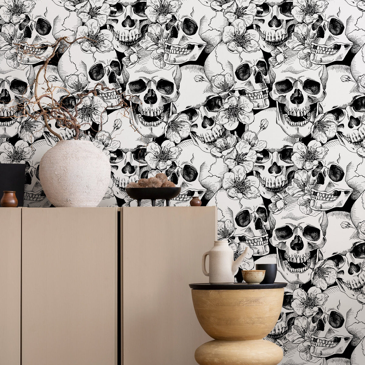 Floral Skulls Wallpaper - A112