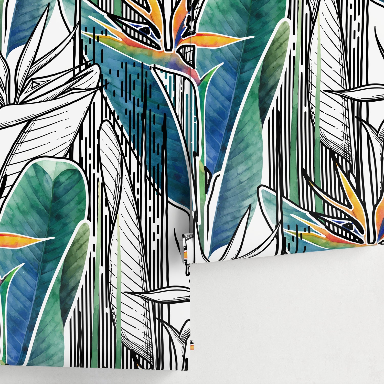 Removable Wallpaper Peel and Stick Wallpaper Wall Paper Wall Mural - Pop Banana Leaf Wallpaper Tropical Wallpaper - A522