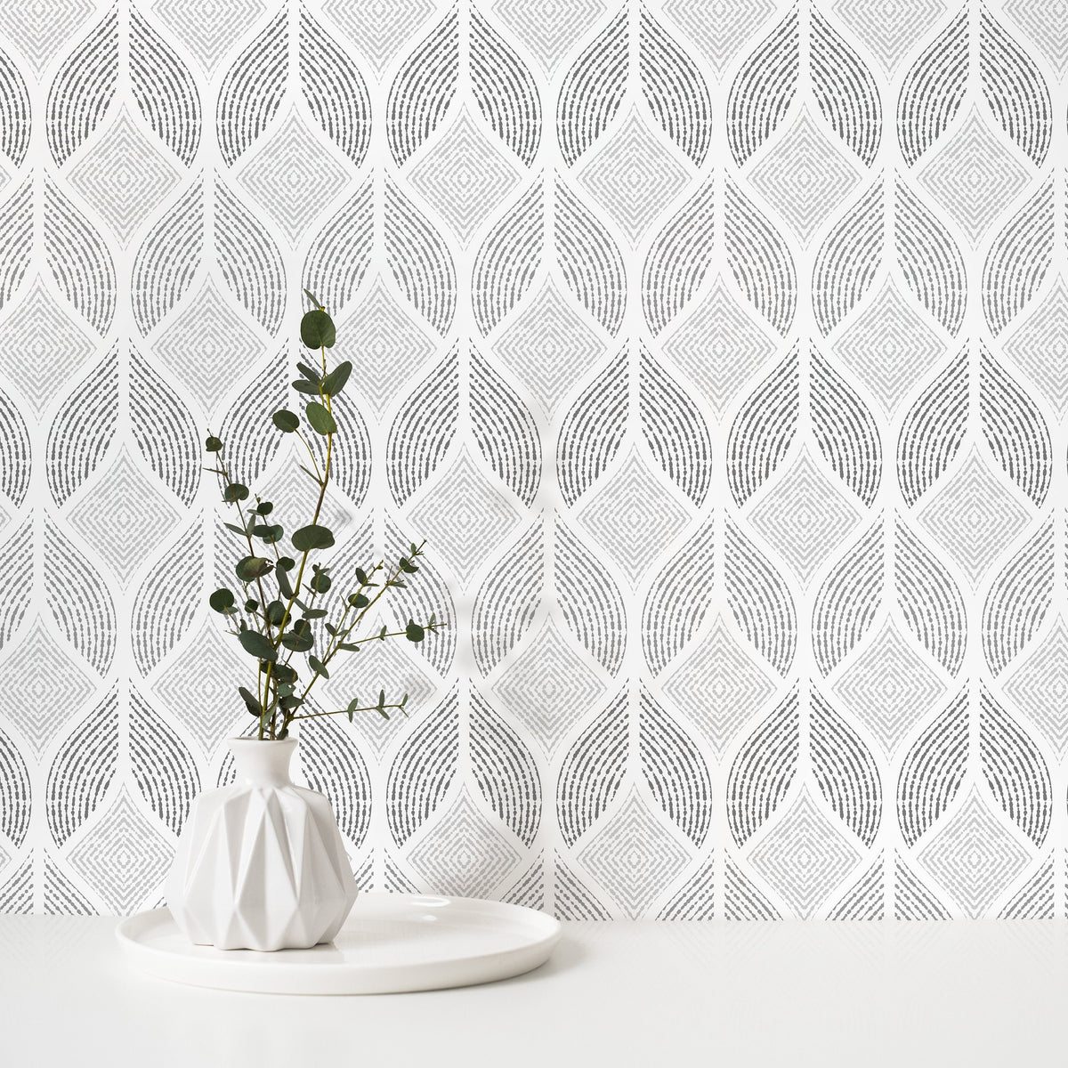 Wallpaper Peel and Stick Wallpaper Removable Wallpaper Home Decor Wall Art Wall Decor Room Decor / Gray Abstract Geometric Wallpaper - C370