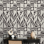 Wallpaper Peel and Stick Wallpaper Removable Wallpaper Home Decor Wall Art Wall Decor Room Decor / Black and Beige Abstract Wallpaper - C568