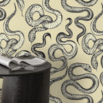 Yellow Snake Boho Wallpaper / Peel and Stick Wallpaper Removable Wallpaper Home Decor Wall Art Wall Decor Room Decor - C724