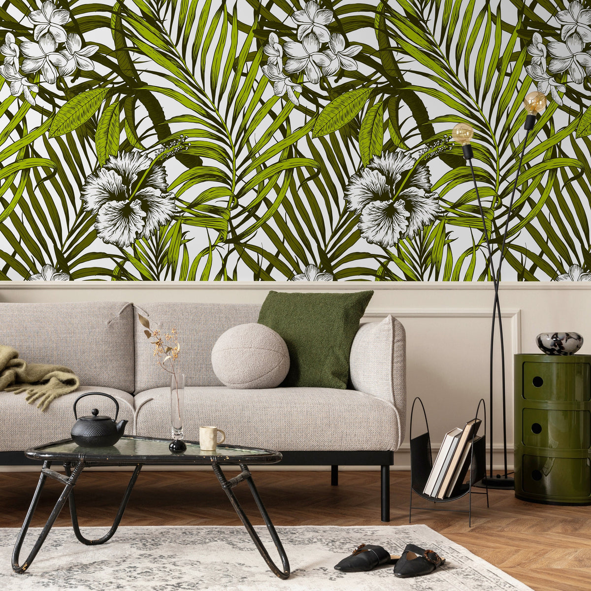 Removable Wallpaper Peel and Stick Wallpaper Wall Paper Wall Mural - Colorful Tropical Leaves Wallpaper - B420