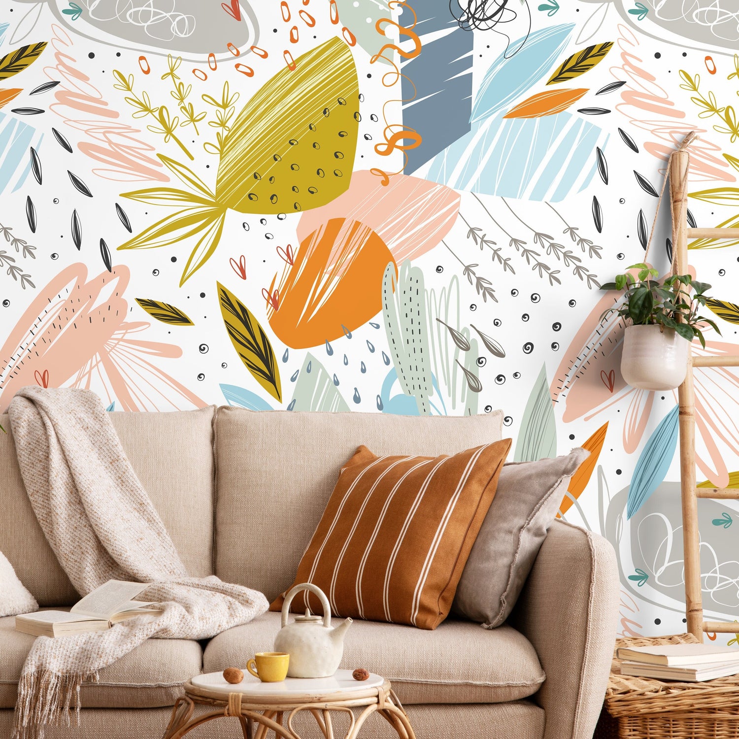 Removable Wallpaper Scandinavian Wallpaper Abstract Scandinavian Wallpaper Peel and Stick Wallpaper Wall Paper - A778