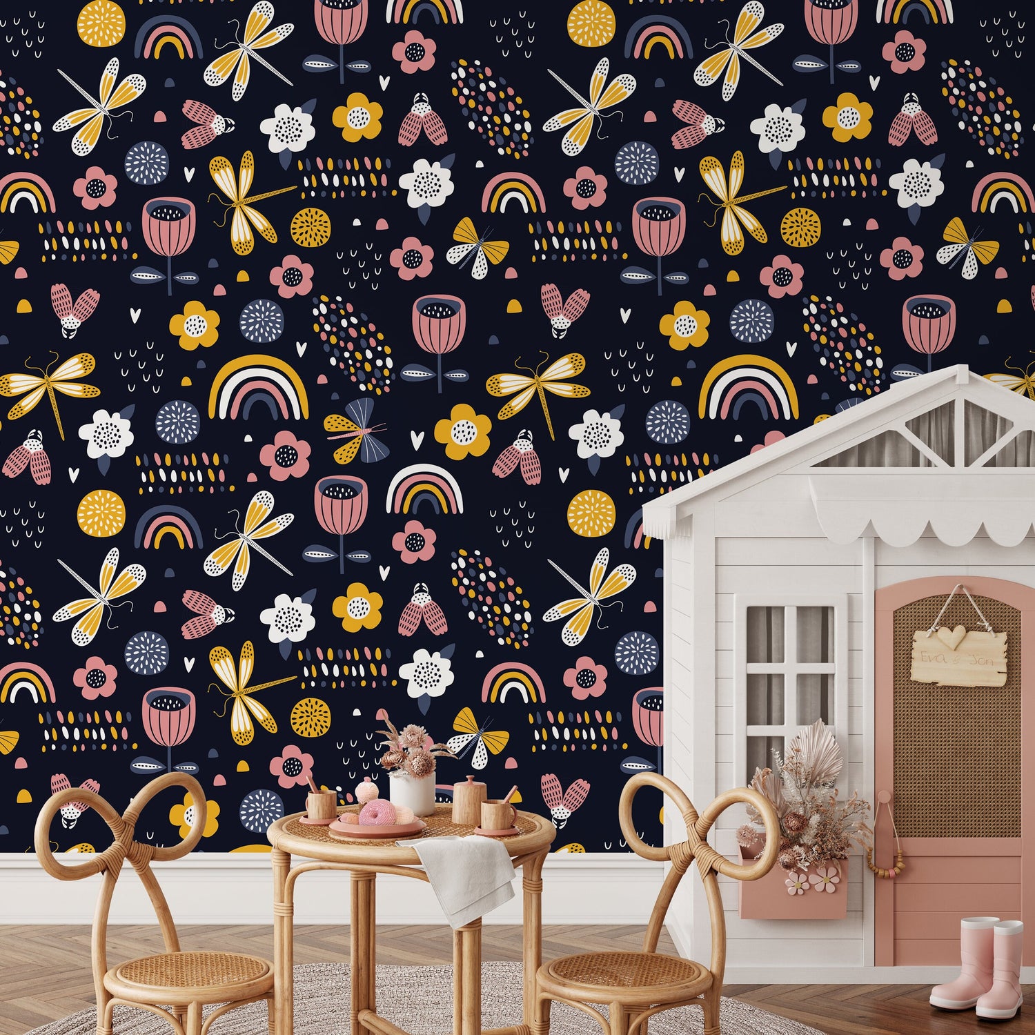 Wallpaper Peel and Stick Wallpaper Removable Wallpaper Home Decor Wall Art Wall Decor Room Decor / Cute Rainbow Kids Wallpaper - B522