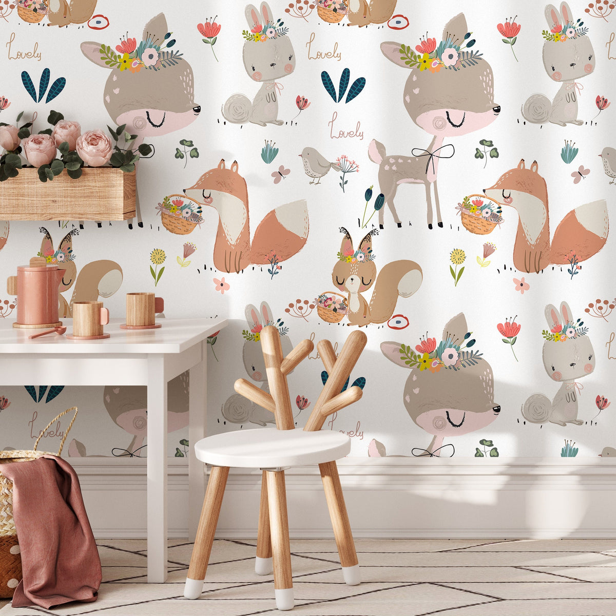 Removable Wallpaper Peel and Stick Wallpaper Wall Paper - Kids - Cute Animals - B547