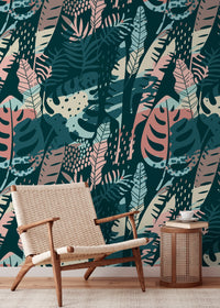 Thumbnail for Wallpaper Peel and Stick Wallpaper Removable Wallpaper Home Decor Wall Decor Room Decor / Tropical Abstract Monstera Leaf Wallpaper - A832