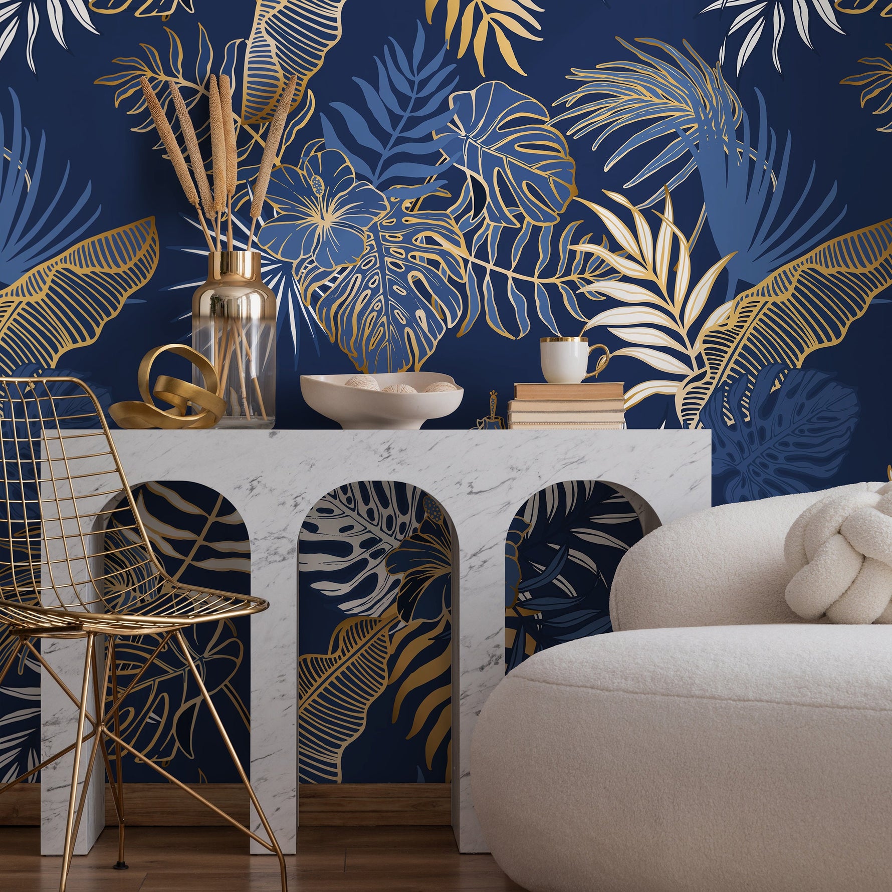 Removable Wallpaper Peel and Stick Wallpaper Wall Paper - Contemporary Non-Metallic Leaves Wallpaper - B024