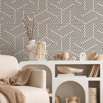 Black and White Geometric Wallpaper Modern Peel and Stick and Traditional Wallpaper - B077