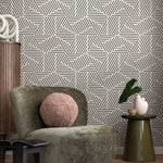 Black and White Geometric Wallpaper Modern Peel and Stick and Traditional Wallpaper - B077