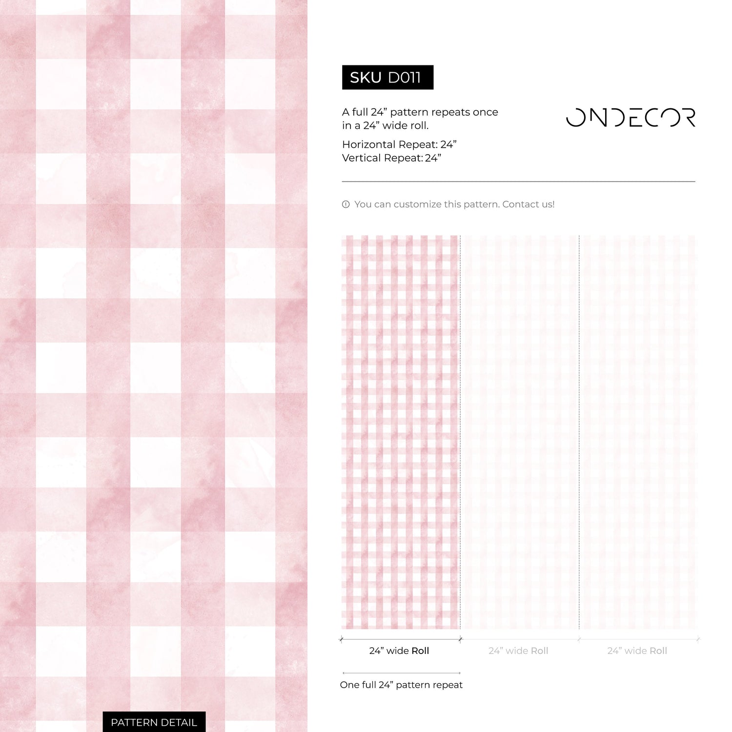 Pink Gingham Wallpaper / Peel and Stick Wallpaper Removable Wallpaper Home Decor Wall Art Wall Decor Room Decor - D011