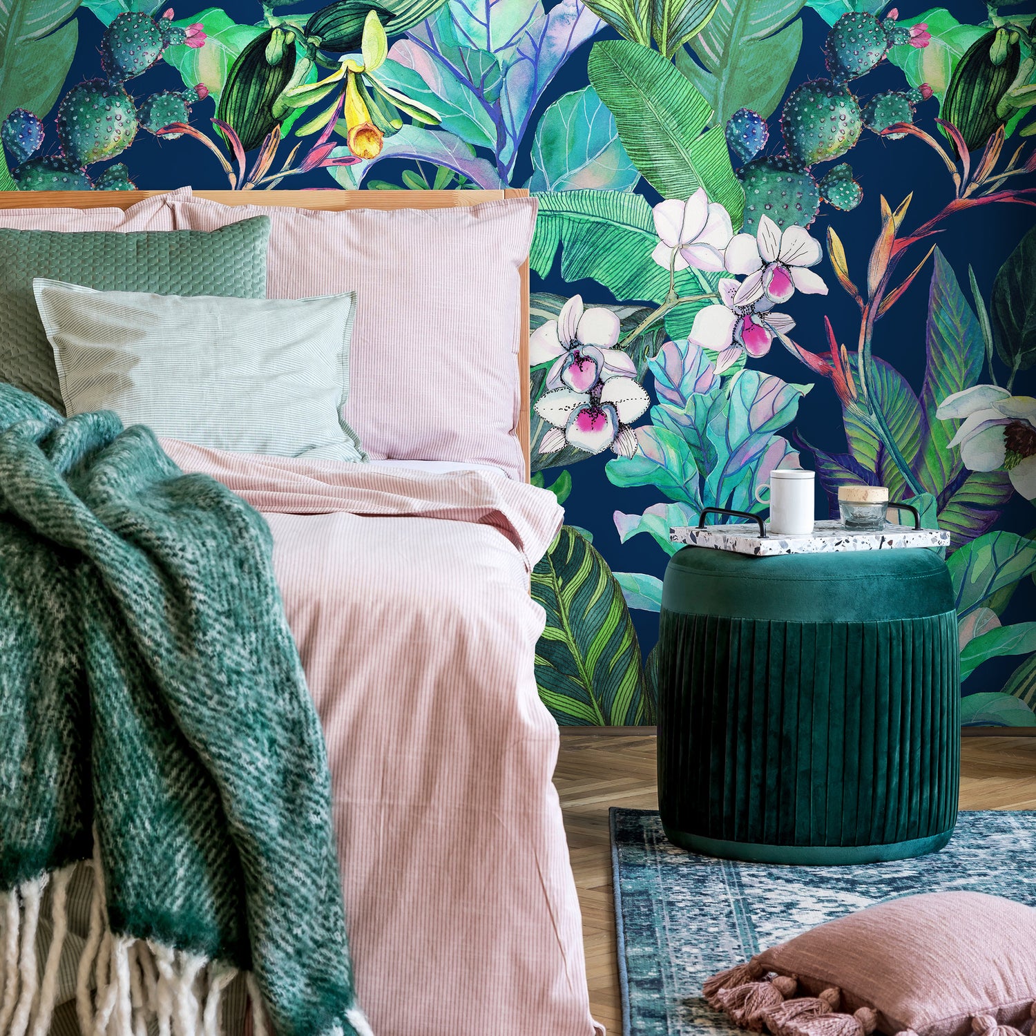 Removable Wallpaper Scandinavian Wallpaper Temporary Wallpaper Colorful Tropical Wallpaper Peel and Stick Wallpaper Wall Paper - B141