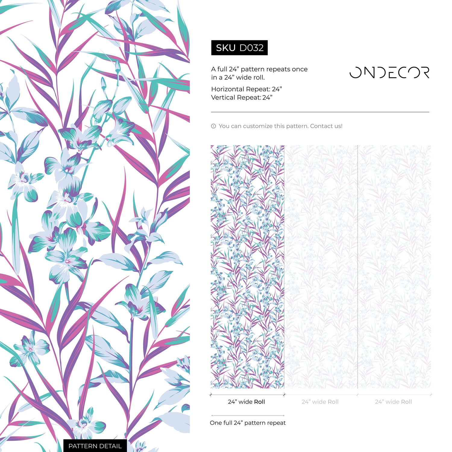 Purple Botanical Floral Wallpaper / Peel and Stick Wallpaper Removable Wallpaper Home Decor Wall Art Wall Decor Room Decor - D032