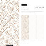 Beige Boho Floral Wallpaper / Peel and Stick Wallpaper Removable Wallpaper Home Decor Wall Art Wall Decor Room Decor - D041