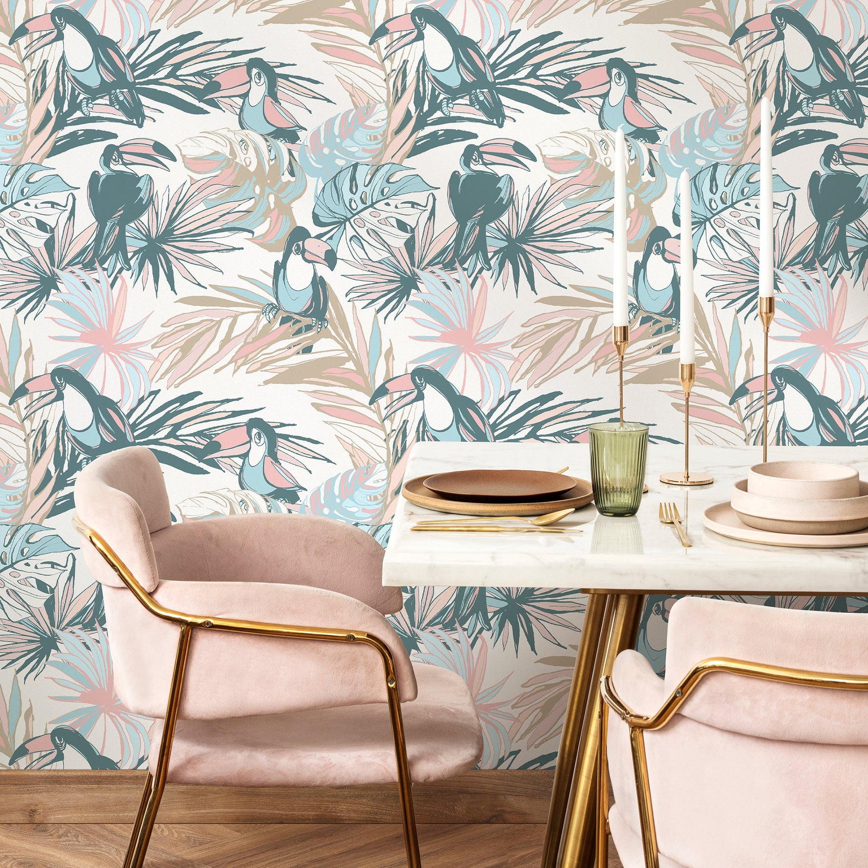 Toucan Tropical Colorful Wallpaper - Removable Wallpaper Peel and Stick Wallpaper Wall Paper Wall Mural - B249