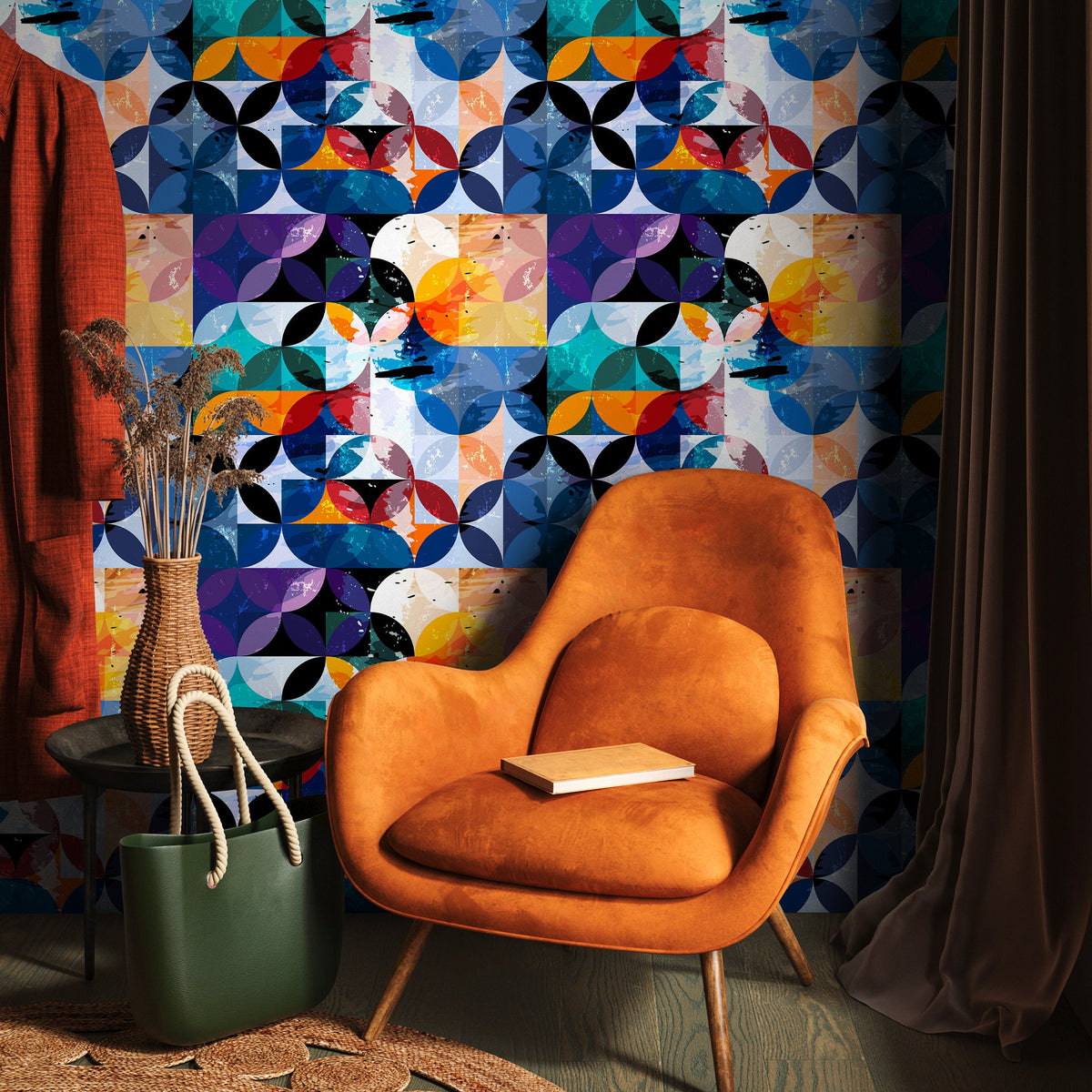 Removable Wallpaper Peel and Stick Wallpaper Wall Paper - Rainbow Geometric Wallpaper - B264