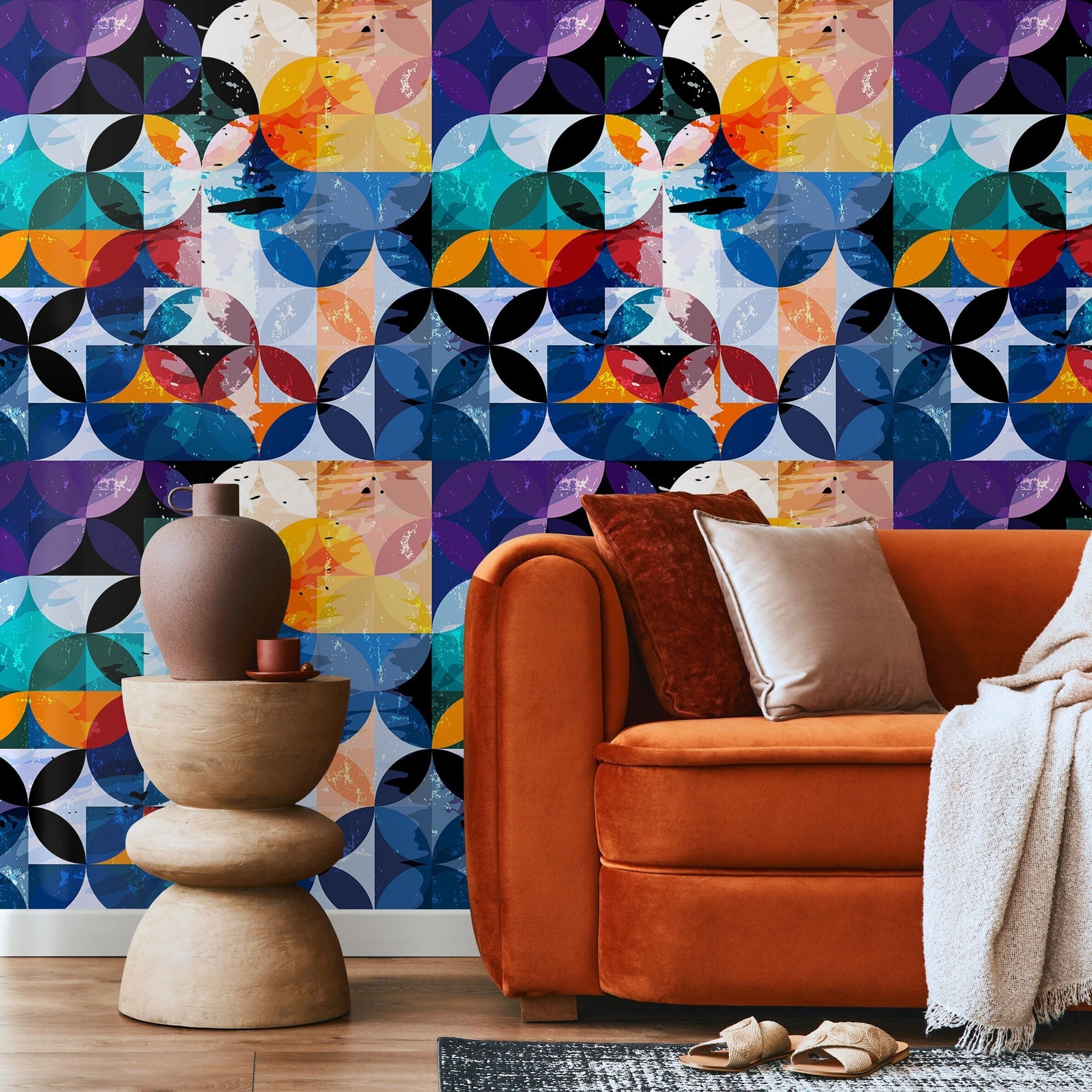 Removable Wallpaper Peel and Stick Wallpaper Wall Paper - Rainbow Geometric Wallpaper - B264