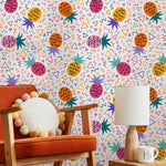 Room Decor Wallpaper Peel and Stick Wallpaper Removable Wallpaper Wall Art Wall Decor Home Decor / Colorful Pinneaple Wallpaper - B268