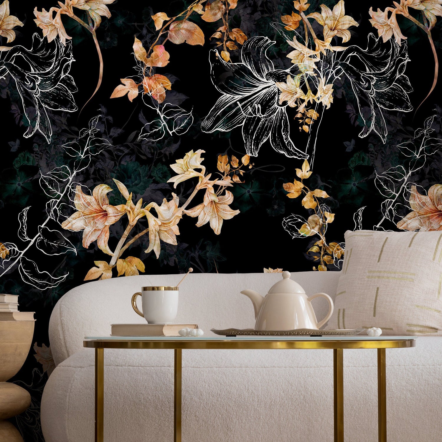 Flower Wallpaper - Removable Wallpaper Peel and Stick Wallpaper Wall Paper Wall Mural - B272