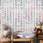 Removable Wallpaper Scandinavian Wallpaper Temporary Wallpaper Flowers Wallpaper Peel and Stick Wallpaper Wall Paper - B273