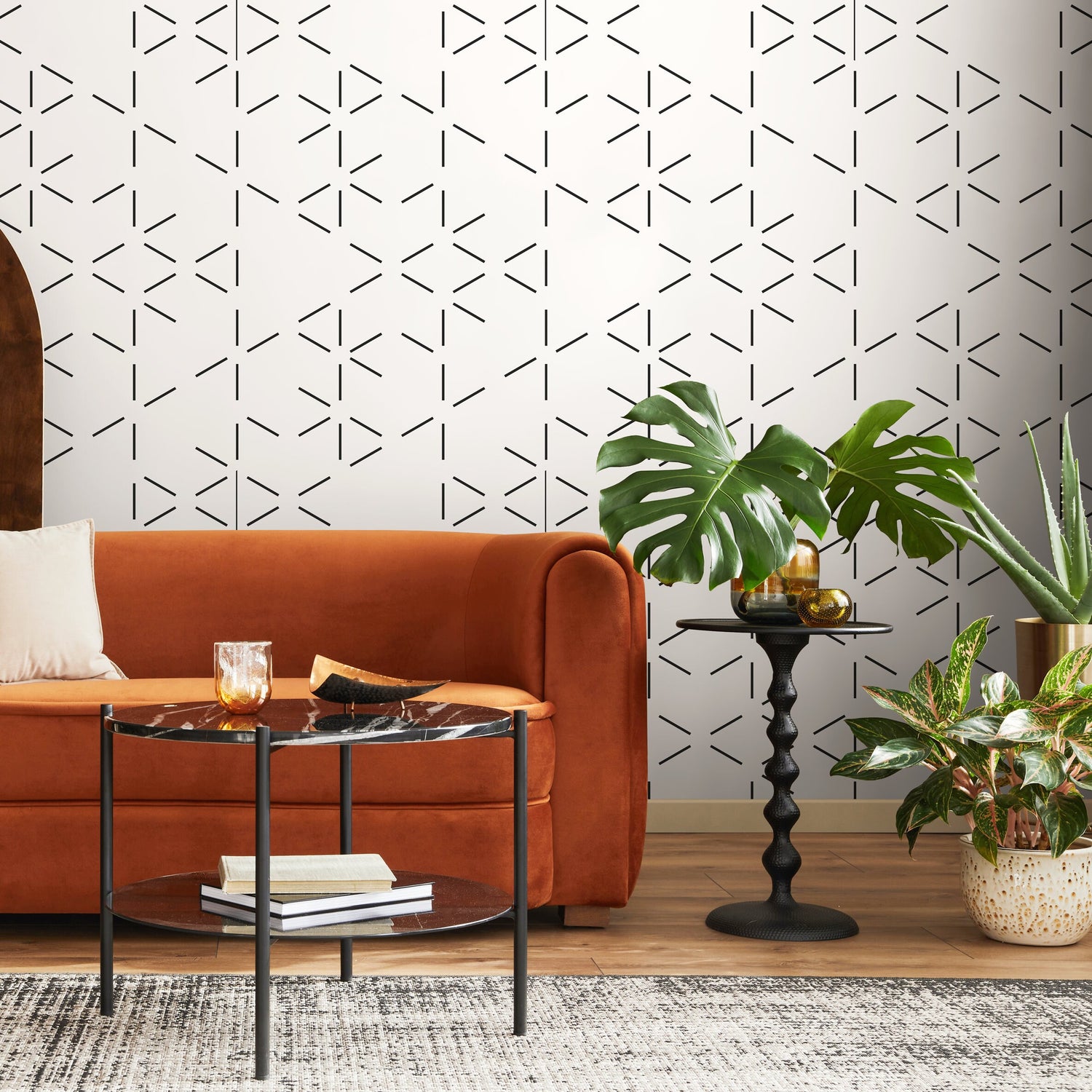 Removable Wallpaper Peel and Stick Wallpaper Wall Paper Wall Mural - Black and White Minimal Wallpaper - B154