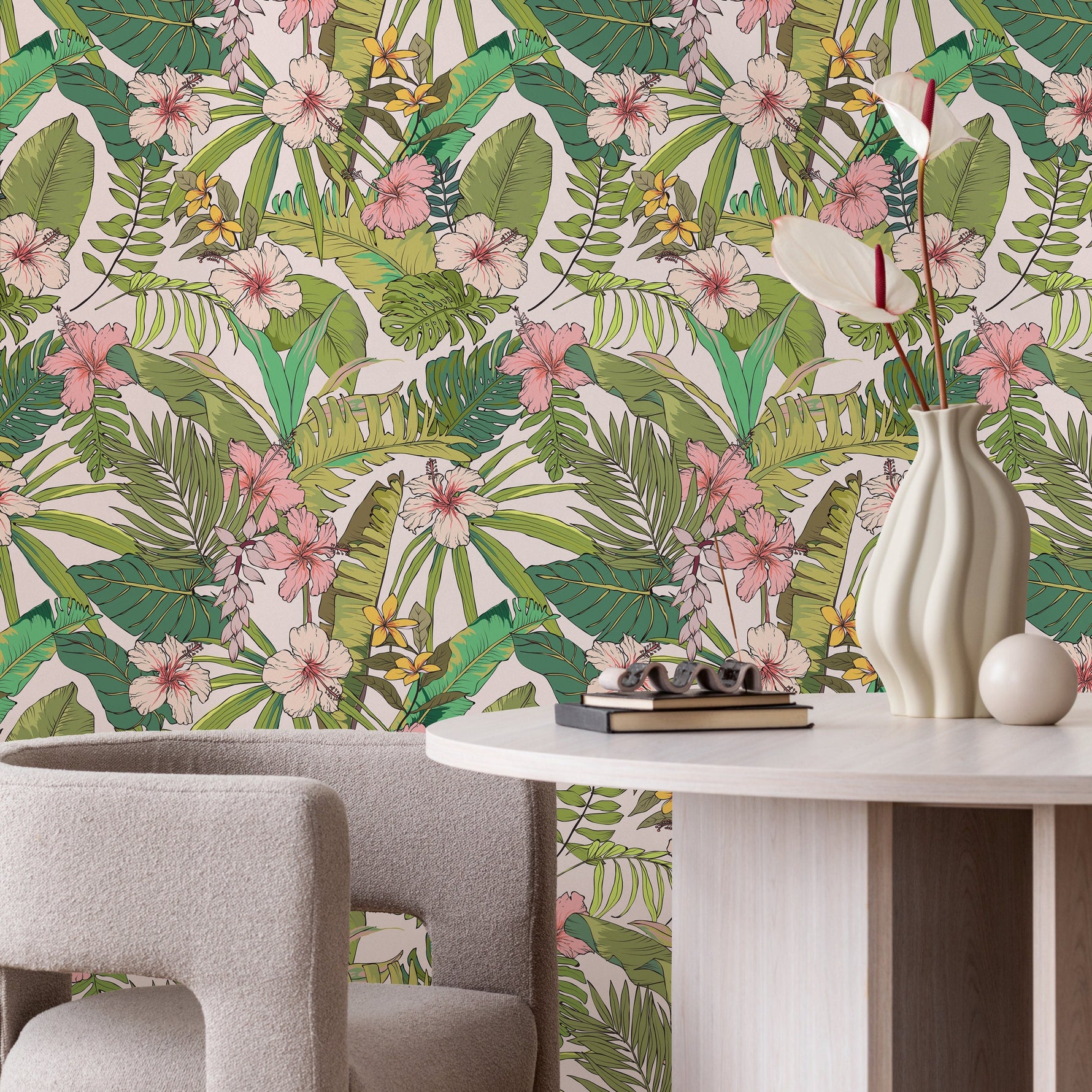 Tropical Hawaiian Wallpaper - Removable Wallpaper Peel and Stick Wallpaper Wall Paper - B291