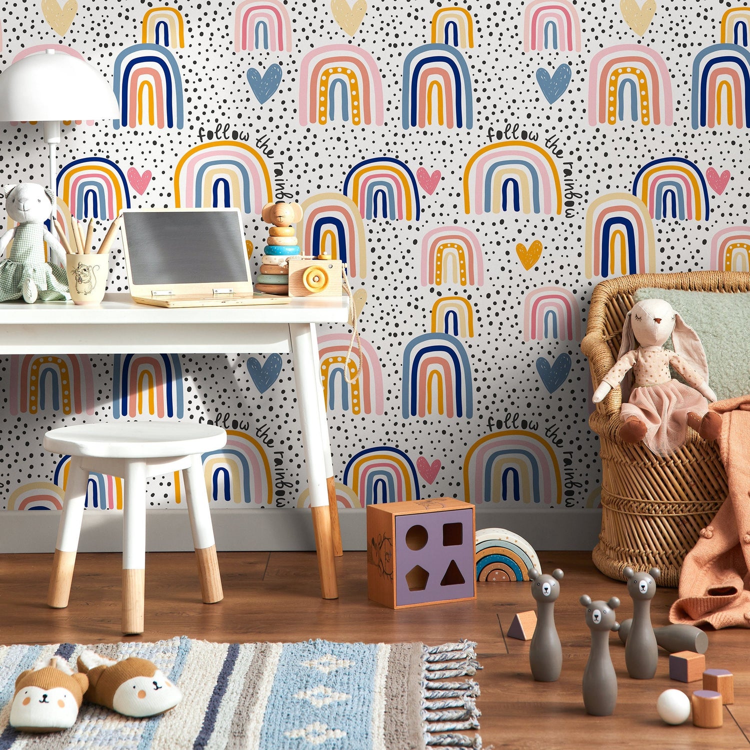 Wallpaper Peel and Stick Wallpaper Removable Wallpaper Home Decor Wall Art Wall Decor Room Decor / Colorful Rainbow Kids Wallpaper - B299