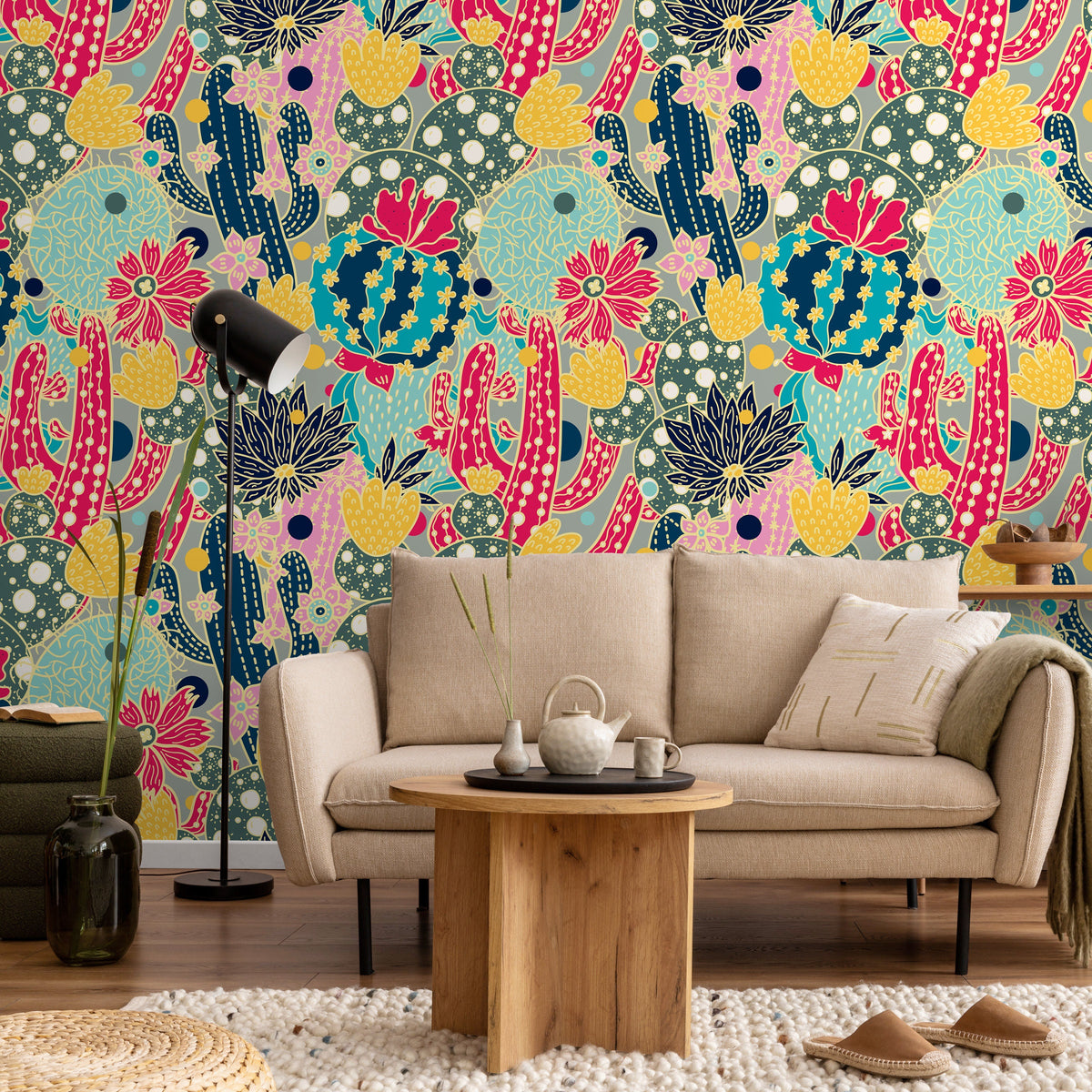 Removable Wallpaper Peel and Stick Wallpaper Wall Paper Wall Mural - Contemporary Cactus Wallpaper - A884