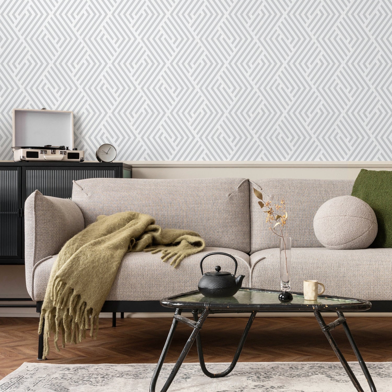 Minimal Grey Wallpaper Removable Wallpaper Peel and Stick Wallpaper Wall Paper Wall Mural - B245